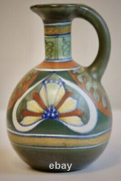 ANTIQUE GOUDA SREBO HOLLAND hand painted PZH 1915 matte glaze POTTERY VASE 6.75