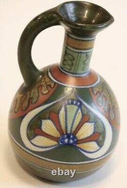 ANTIQUE GOUDA SREBO HOLLAND hand painted PZH 1915 matte glaze POTTERY VASE 6.75