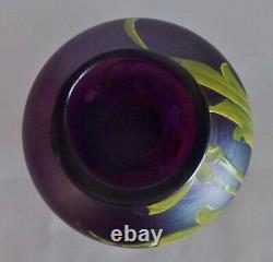 ANTIQUE IRIDISED GLASS Jugendstil/Art Nouveau Vase POSCHINGER Hand ENAMELED rare