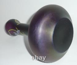 ANTIQUE IRIDISED GLASS Jugendstil/Art Nouveau Vase POSCHINGER Hand ENAMELED rare