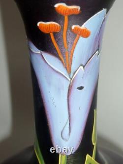 ANTIQUE IRIDISED GLASS Jugendstil/Art Nouveau Vase POSCHINGER Hand ENAMELED rare