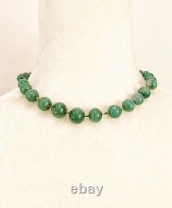 ANTIQUE JEWELRY Art Nouveau Pre- Art Deco Rare Green Jade Bead Necklace 1880s