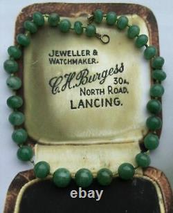 ANTIQUE JEWELRY Art Nouveau Pre- Art Deco Rare Green Jade Bead Necklace 1880s