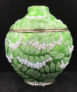 ANTIQUE J. SARLANDIE era CAMILLE FAURE LIMOGES ENAMELED VASE FLORAL MOTIF SIGNED