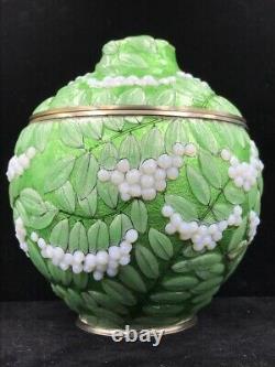 ANTIQUE J. SARLANDIE era CAMILLE FAURE LIMOGES ENAMELED VASE FLORAL MOTIF SIGNED