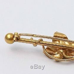 ART NOUVEAU 14K ROSE & GREEN GOLD FRENCH GRAPE LEAF SEED PEARL BROOCH PIN 3.3gr