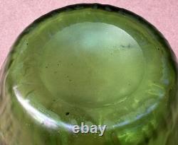 ART NOUVEAU Art Glass LOETZ Green RUSTICANA VASE IRIDESCENT