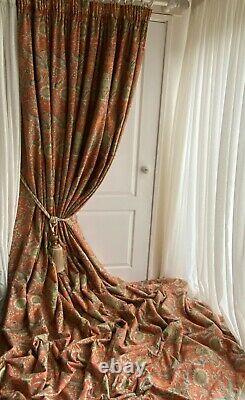 ART NOUVEAU Blanket Interlined Curtains 102w 142d 11ft+ Extra Long 2 PRS Avl