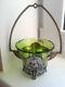 Art Nouveau Jugendstil Wmf Silver Plated Cherub Green Glass Insert Sugar Basket