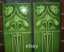 ART NOUVEAU KILN FIRED FIREPLACE TILE SET (10 TILES) REF 25 Green