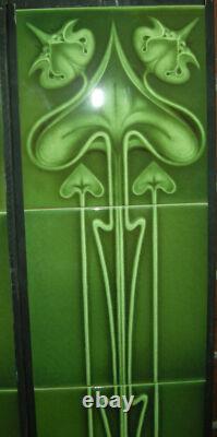 ART NOUVEAU KILN FIRED FIREPLACE TILE SET (10 TILES) REF 25 Green