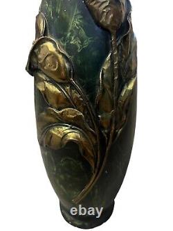 ART NOUVEAU MIXED METAL VASE C1905, Green And Gold