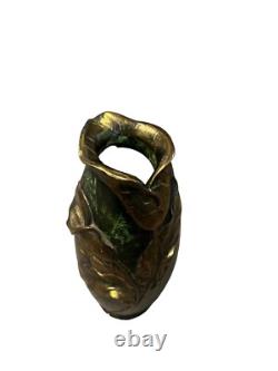 ART NOUVEAU MIXED METAL VASE C1905, Green And Gold