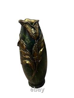 ART NOUVEAU MIXED METAL VASE C1905, Green And Gold