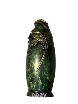 ART NOUVEAU MIXED METAL VASE C1905, Green And Gold