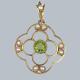 Art Nouveau Pendant 15ct Gold Peridot And Pearl Floral Pendant Antique Ca 1900