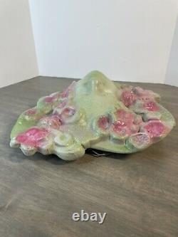 ART NOUVEAU Stoneware Pottery LADIES HEAD FACE Green Pink Mother Nature