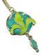 Art Nouveau Style Silver & Enamel Green Leaf Design Pendant Necklace
