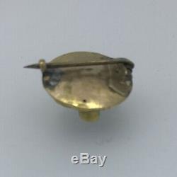 ART NOUVEAU brooch Pin costume yellow metal amethyst glass textured green tiny