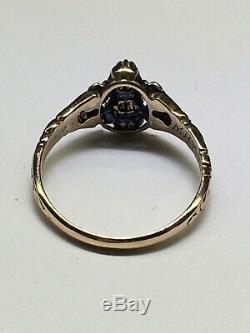ART NOUVEAU (ca. 1904) 14K Rose Gold & Green Gold Rose Cut Diamond Ring (7 3/8)
