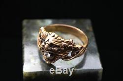 ART NOUVEAU gold green man god ring figural diamond ring antique