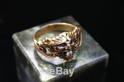 ART NOUVEAU gold green man god ring figural diamond ring antique