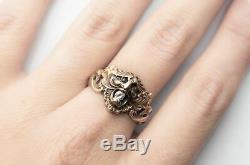 ART NOUVEAU gold green man god ring figural diamond ring antique