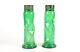 A Pair Of Antique Art Nouveau Green Glass Metal Mounted Glug Vases Green