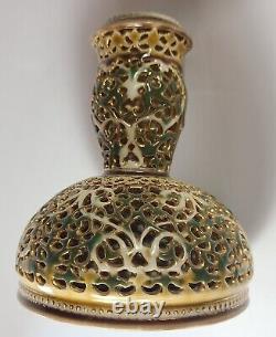 A Pair of Antique Zsolnay Pecs Double Walled Openwork Art Nouveau Vases