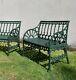 A Pair Of French Val D'osne Style Gothic Green Garden Seat Benches