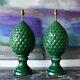A Pair Of Mid 20th Century Green Glazed Artichoke Pottery Side Table Lamps