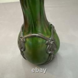 A Pewter Mounted Loetz Vase, Strapped into an Art Nouveau Pewter Mount. (B77)