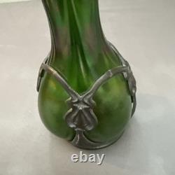 A Pewter Mounted Loetz Vase, Strapped into an Art Nouveau Pewter Mount. (B77)