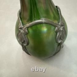 A Pewter Mounted Loetz Vase, Strapped into an Art Nouveau Pewter Mount. (B77)