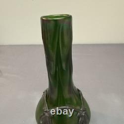 A Pewter Mounted Loetz Vase, Strapped into an Art Nouveau Pewter Mount. (B77)