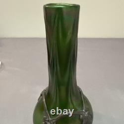 A Pewter Mounted Loetz Vase, Strapped into an Art Nouveau Pewter Mount. (B77)