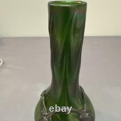 A Pewter Mounted Loetz Vase, Strapped into an Art Nouveau Pewter Mount. (B77)