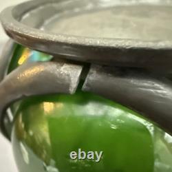 A Pewter Mounted Loetz Vase, Strapped into an Art Nouveau Pewter Mount. (B77)