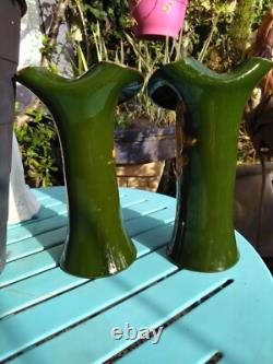 A Stunning Pair of Floral Handpainted Art Nouveau Jack in the Pulpit Vases