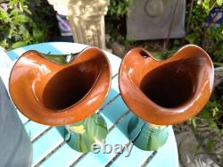 A Stunning Pair of Floral Handpainted Art Nouveau Jack in the Pulpit Vases