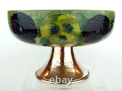 A Stunning & Rare Wm Moorcroft Pansy on Celadon Green Centrepiece on Silver Base