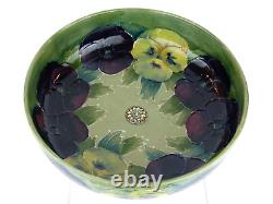 A Stunning & Rare Wm Moorcroft Pansy on Celadon Green Centrepiece on Silver Base