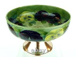 A Stunning & Rare Wm Moorcroft Pansy on Celadon Green Centrepiece on Silver Base