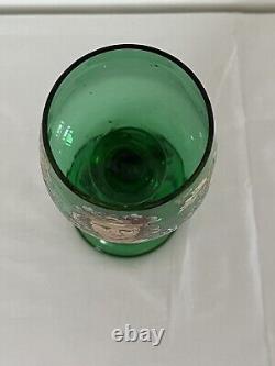 A Very Unusual Art Nouveau Uranium Glass Enamelled Wine Goblet