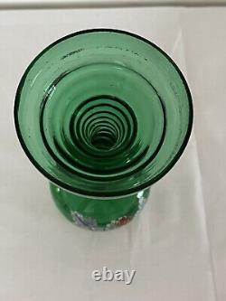 A Very Unusual Art Nouveau Uranium Glass Enamelled Wine Goblet