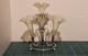 A+ Vintage Art Nouveau Epergne With 4 Vaseline Twisted Glass Flutes Opalesent