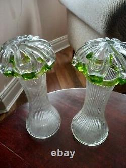 A pair of art nouveau brides bank flower frog vases