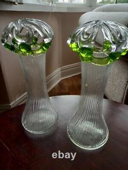 A pair of art nouveau brides bank flower frog vases