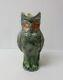 Adorable American Majolica Pottery 9.5 Owl Pitcher, C. 1880-1900