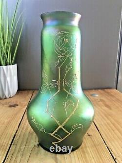 Aesthetic Movement Bohemian Czech Green Iridescent Vase Loetz Kralik Harrach